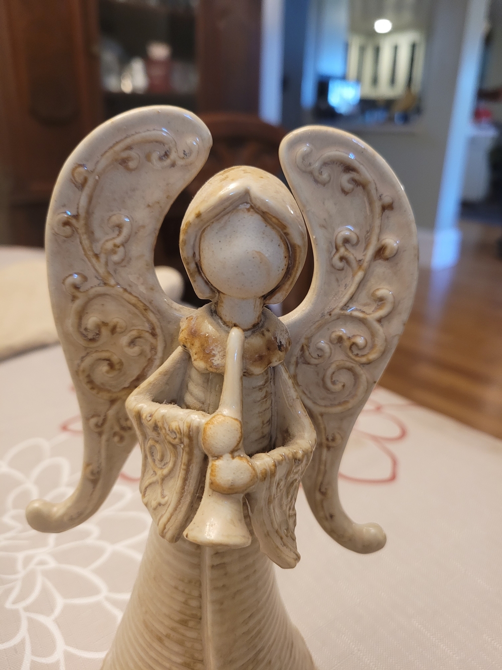 Handcrafted Ceramic Angel Figurine in Cream